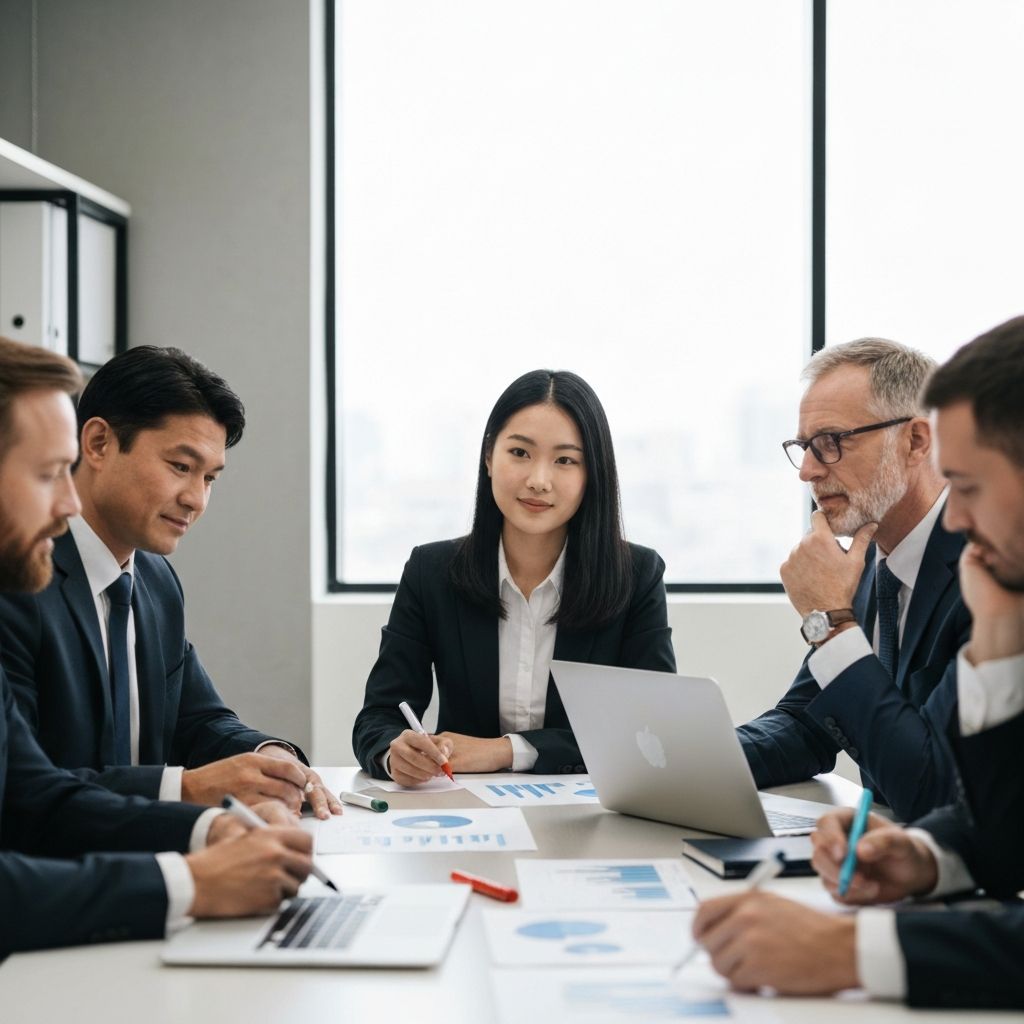 Profesjonalny zespół konsultingowy podczas sesji strategicznej